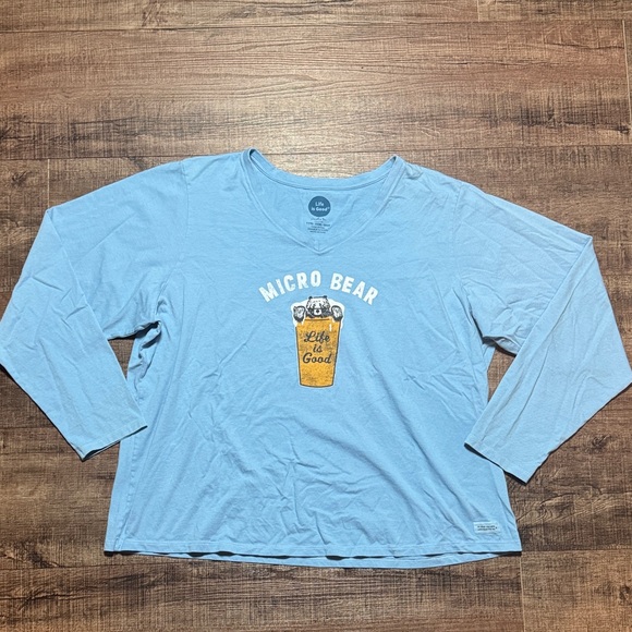 Life Is Good Tops - Life Is Good Light Blue Micro Bear Long Sleeve Tee